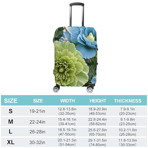 Green And Blue Hibiscus Flowers Printed Luggage Cover Protector, Fits 18-32 Inch Luggage2