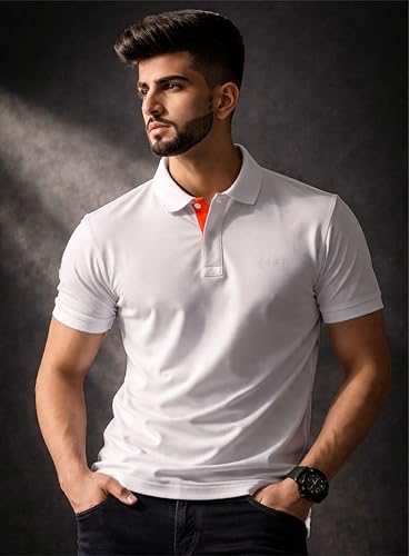 Image of 3BROS Men's Cotton Blend Half Sleeve Regular fit Comfortable Polo Neck T-Shirt (Pack of 1)