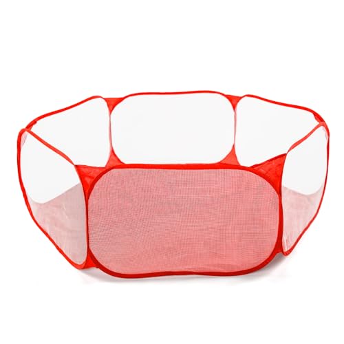 Image of STARBOLO Cute Kids Ball Pit Ball Pool Play Tent,Indoor Collapsible Ball Pit Fence for Boys Girls Pets Puppy Cats, with Carry Tote, Balls Not Included (Red)