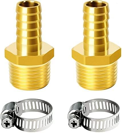 AQSON Brass Hose Barb Fitting -3/8 Inch Barb to 1/2 Inch Male NPT Adapter?Pack of 4)