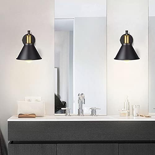 Industrial Swing Arm Wall Lamp Wall Sconce, Black Finish with Bronze Head, E27 Base Wall Lights Fixtures for Bedroom, Bedside Reading Lamp 1-Light