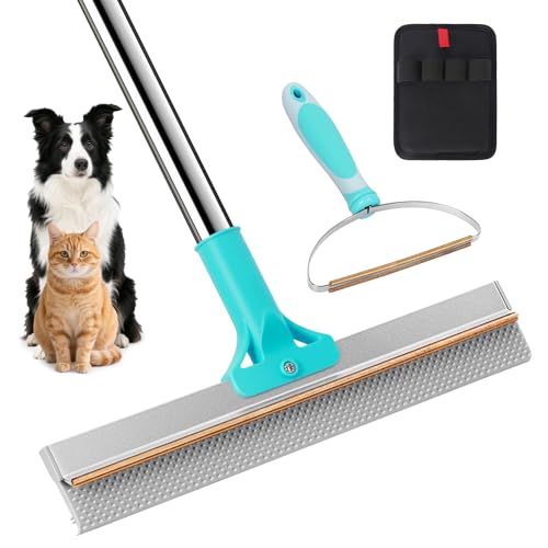 3 in 1 Carpet Rake for Pet Hair Removal, Reusable Pet Hair Remover Broom with 54