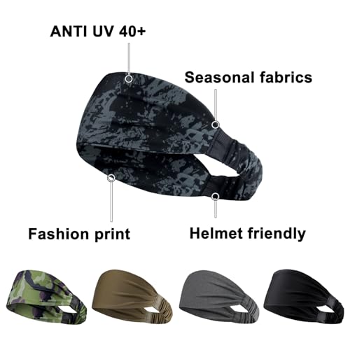 Image of AWUMBUK Sports Headbands for Men, Sweat Bands Headbands Men Absorbent Head Band Stretchy Sweatbands 5 Pack Hair Band Workout Football Running Cycling Fitness (Dark Blue)