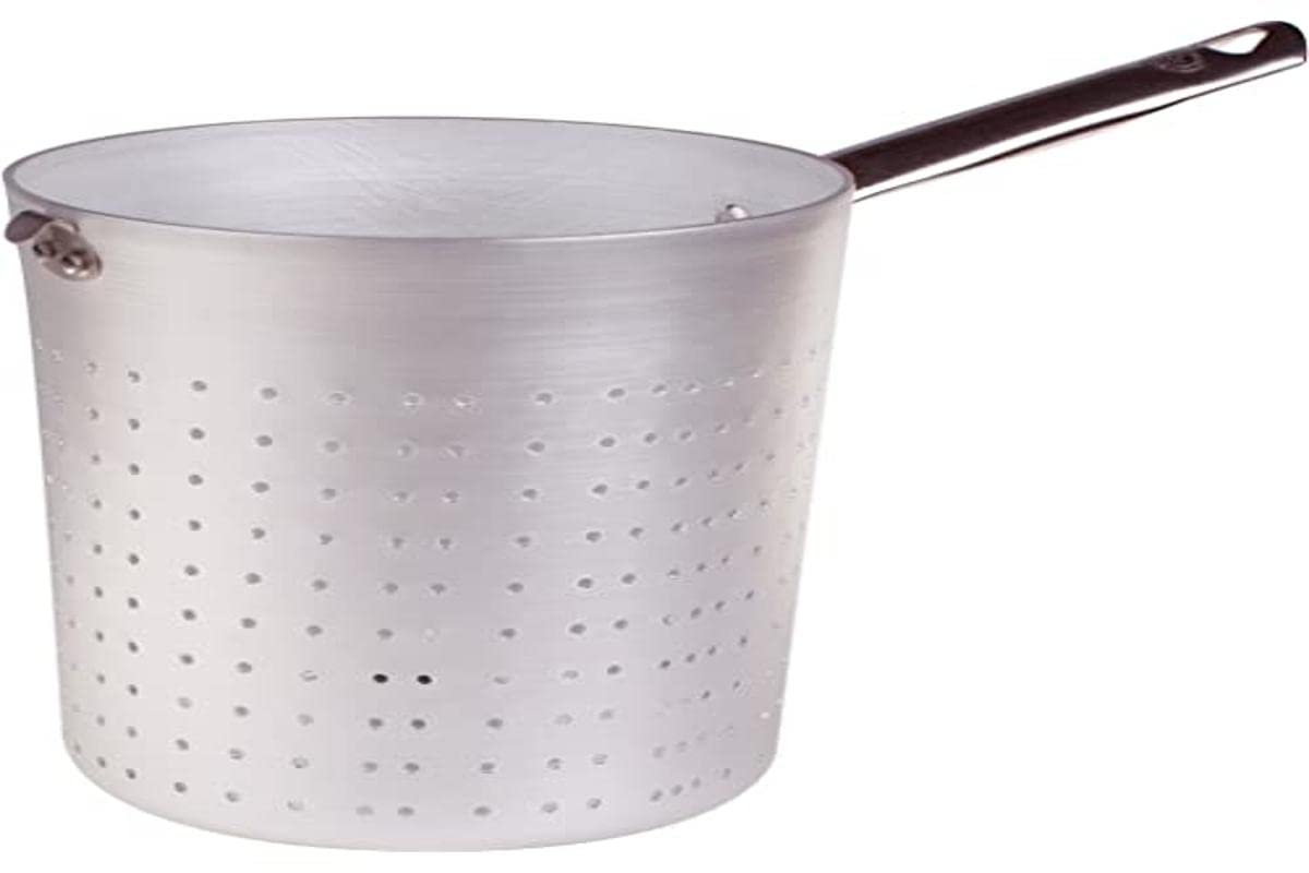Pentole Agnelli Nudelsieb/scaldapasta Zylindrische aus Aluminium mit Griff aus Edelstahl, Silber 18 cm Silber/schwarz