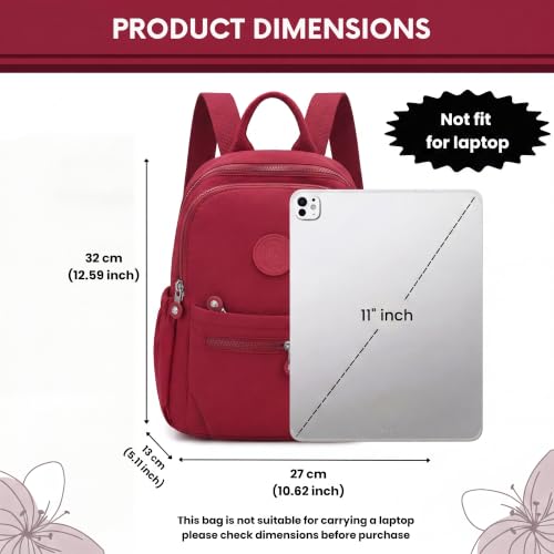 Image of TS WITH TECHSUN Stylish Women Mini Backpack | Lightweight Travel Small Nylon Bag with Multiple Pockets | Anti-Theft Zipper Pocket | Casual, Work, Office, Picnic Backpack for Girls