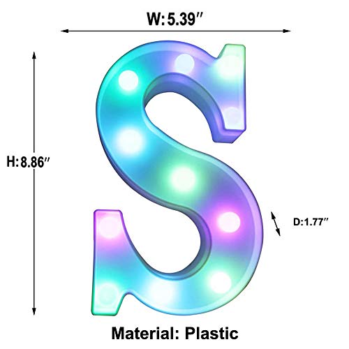 Image of Pooqla Colorful Marquee Letters LED Light Up Letters with Remote, Party Birthday Letter with Lights Decorations for Classroom Room Dorm Home - Multicolor Letter S
