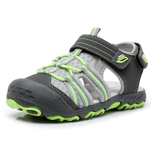 Image of Ahannie Toddler Sandals for Boys Girls Kids Closed Toe Outdoor Summer Shoes | Dual Hook-and-Loop, Adjustable Fit, Protective Wide Toe, Flexible Non-Slip Sole