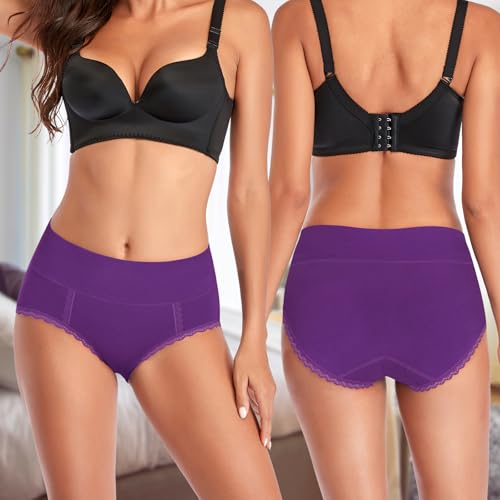 MISSWHO Cotton High Waisted Soft Womens Underwear Breathable Panties, Multipack2