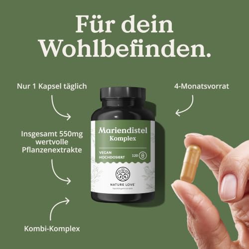 Foto von NATURE LOVE Mariendistel Artischocke Komplex - 120 Kapseln - 80% Silymarin