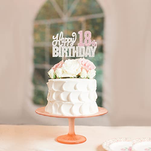 Nelbiirth Happy 18th Birthday Pink & Silver Rhinestone Cake Topper - Cheers to 18 Years Old Eighteen Bday Metal Sparkly Cake Centerpieces Topper Decorations Sign. by Nelbiirth - Used condition - Image 5