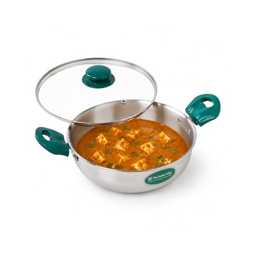 Image of The Indus Valley Stainless Steel Impact Bonded Kadai 3.7 litres | Even Heating Cookware | 100% Toxin-Free | Heat-Resistant Handle | Induction-Friendly | Suitable for Gas & Induction Cooking