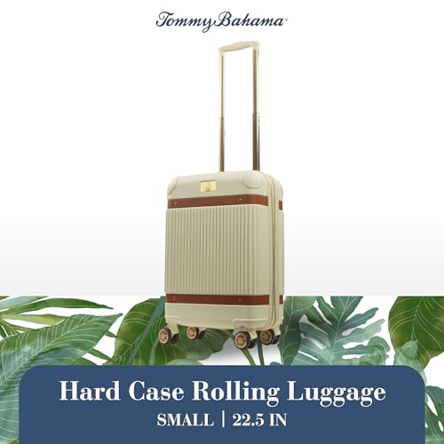 Tommy Bahama 22.5 Inches Rolling Carry On, Hard-Sided Suitcases with Spinner Wheels, Cream2