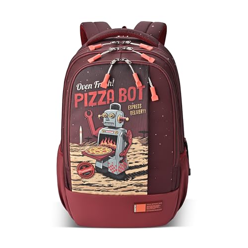 Image of Gear Fiction 2 4 Compartment Backpack 19 inch /39L Large Water Resistant School Bag /Casual 4 Compartment Backpack /Daypack /Kids Bag for Boys /Girls (Maroon-Orange)