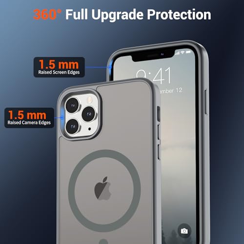Image of SUPFINE Magnetic for iPhone 11 Pro Max Case Gray | (Compatible with MagSafe)(Military Grade Drop Protection)Shockproof Translucent Matte Phone Cover