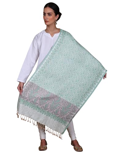 Women's Reversible Jamawar Stole with Woven Paisley Flowers Design Weave Shawl Scarf for Girls