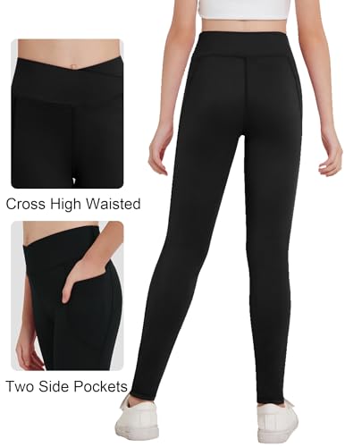 Zaclotre **TZS006299_B_130 Girls Athletic Leggings Cross High Waisted Yoga Pants thumb #4