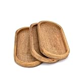 Mahasu Platters Mango Wood Natural Wood Serving Platters Set with Lip Oval for Food Holder/BBQ, Serve Cheese, Sushi (11" X 5" X 0.75")
