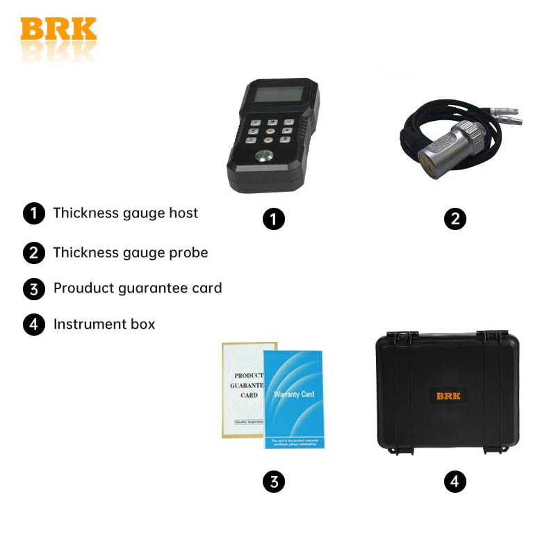 Miernik Gaussa BRK Electronic 6mm Probe Portable Digital Ultrasonic Thickness Gauge/Meter for Steel Pipe & Curved Surface with Range 0.75-80mm do Badań