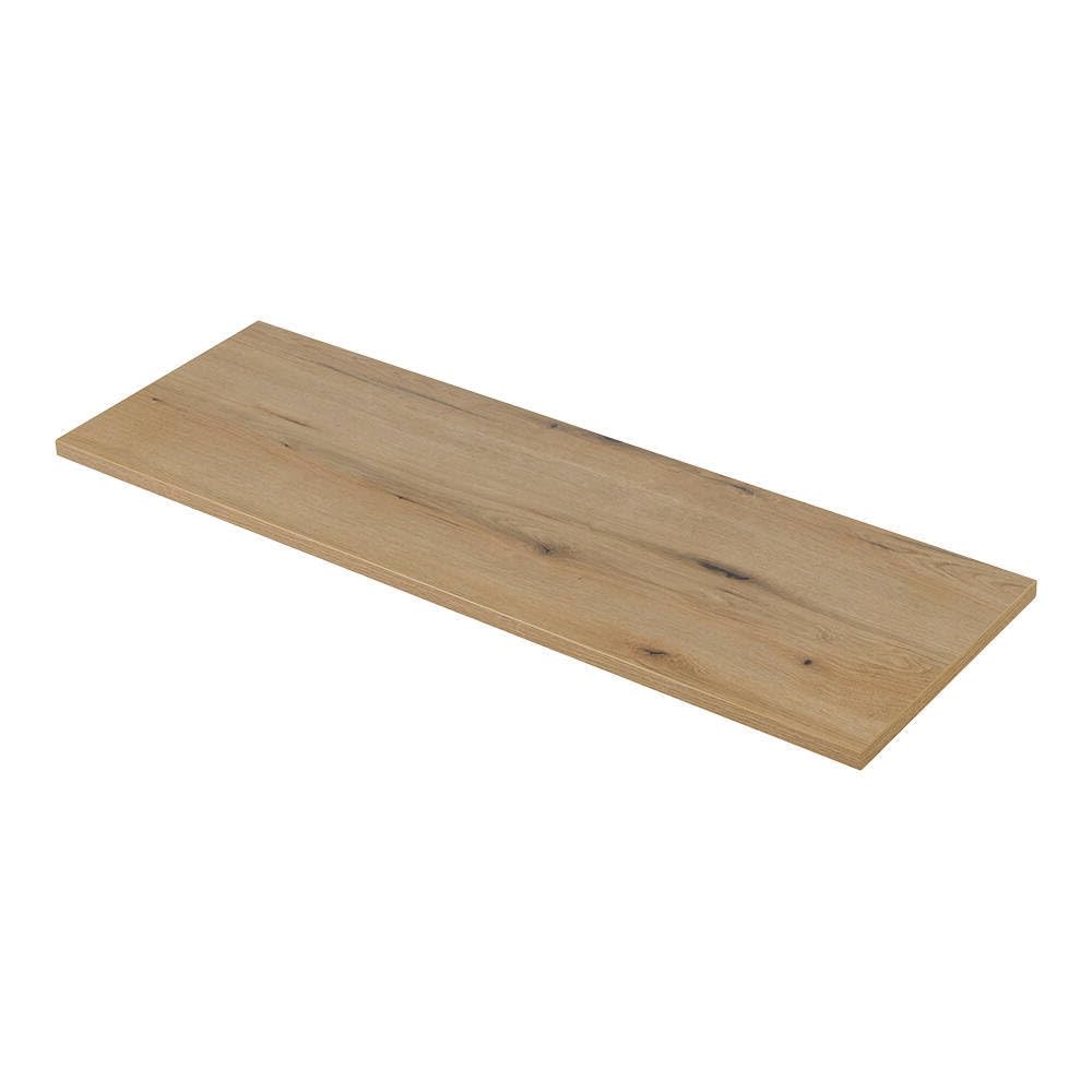 [en.casa] Mueble de Baño Bajo Doble Lavabo Newport Módulos Suspendidos con 4 Cajones, 1 Puerta Batiente y Estante Encimera de 140 cm Sin Recortes 140x60x40 cm MDF/Aglomerado - Roble