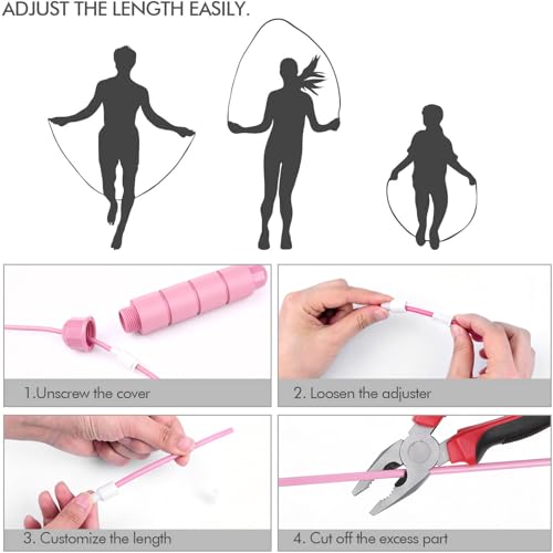 Image of Jump Rope, Tangle-Free Rapid Speed Jumping Rope Cable with Ball Bearings for Women, Men, and Kids, Adjustable Steel Jump Rope with Foam Handles for Home Gym Exercise Fitness Workout Equipment & Slim Body