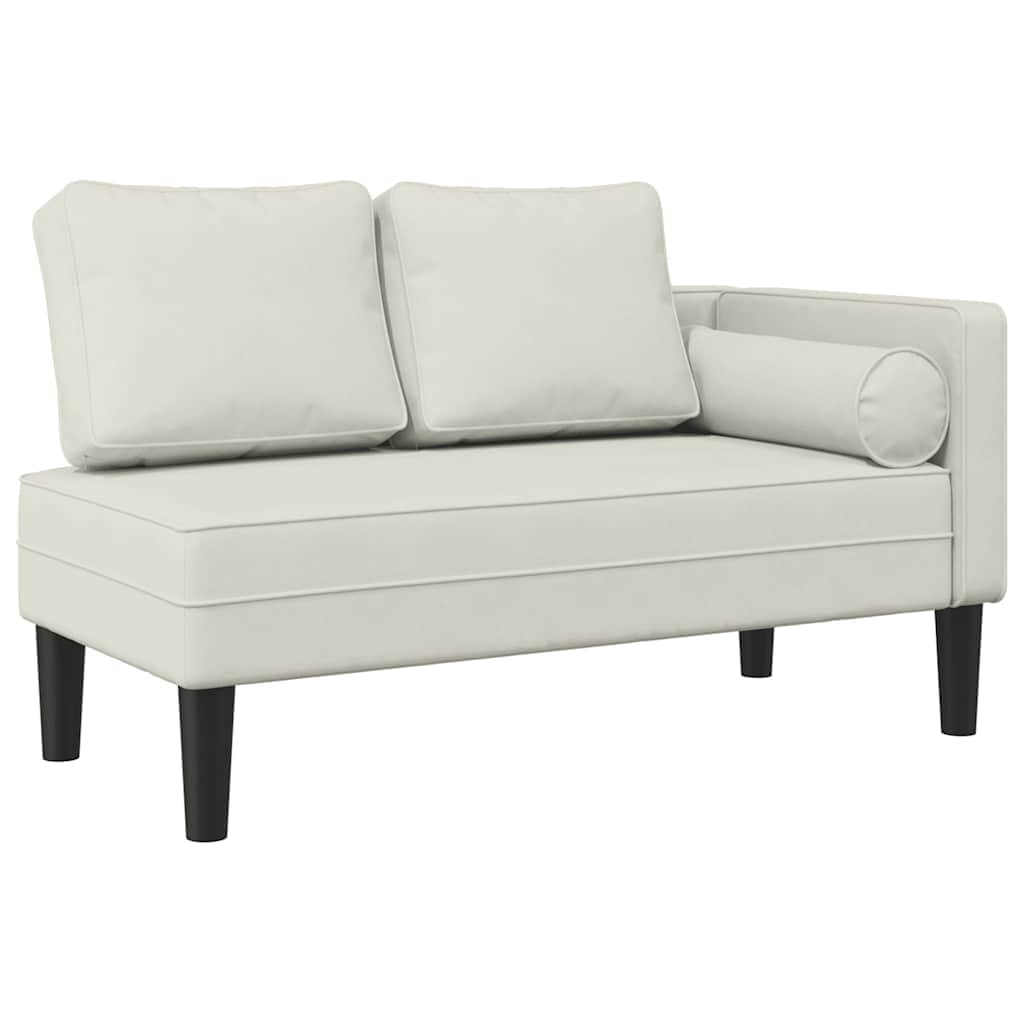 vidaXL Chaise Longue con Cuscini Crema in Velluto, divano letto, divano imbottito, seduta da soggiorno, dormeuse, seduta da salotto, divano 2 posti