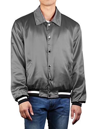 Hat and Beyond Premium Satin Bomber Jacket Linen Button Up Light Soft Modern Fit Streetwear2