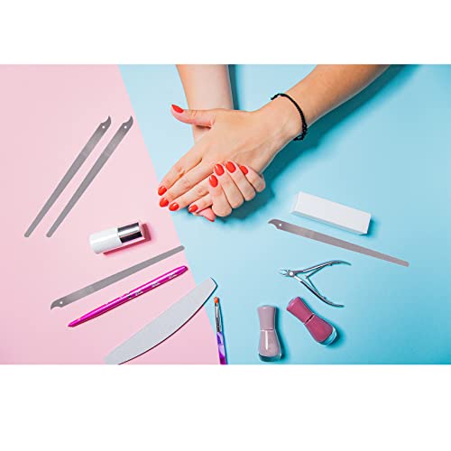 Metal Nail File (4 Pack), 8 Inches Long Stainless Steel Fingernail Files For Natural Nails, Sharp Pointed Tip Curved Finger Nail Files Diamond Heavy Dudty Nail Filers Sapphire Grit #TOP5