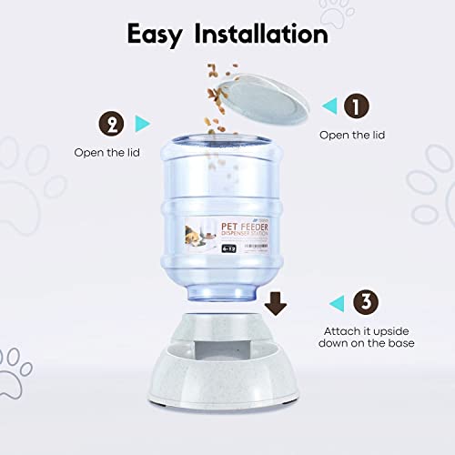 Flexzion Gravity Pet Feeder Food Dispenser (6-12 Lb Size) For Dogs Cats Automatic Replenish Dry Food Storage Container Bowl For Small Medium Breed Dog Cat Animal Feeding Watering Fountain Supplies #TOP5