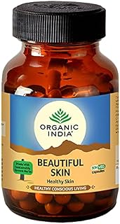 A TATA Product - Organic India Beautiful Skin Capsules - 60 Veg Caps (Pack of 3), For Healthy, Radiant & Glow, Helps Rejuvenate Skin & Naturally Purify The Blood