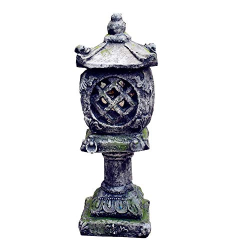 Havanadd Garden Ornament Decorative Sculpture Outdoor Retro Courtyard Solar Lamp Decorative Ornaments Landscape Garden Balcony Villa Stand Sculpture (Color : Gray, Size : 20x20x53cm)