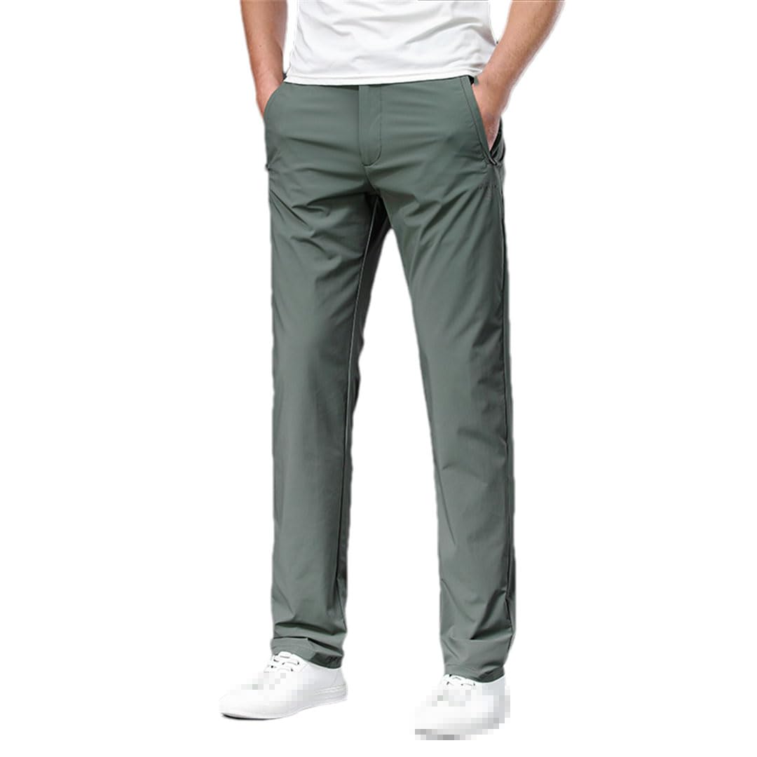 Pantalones Masculinos Verano Rectos Mediados Sueltos Longitud Total Pantalones Casuales Pantalones De Trabajo