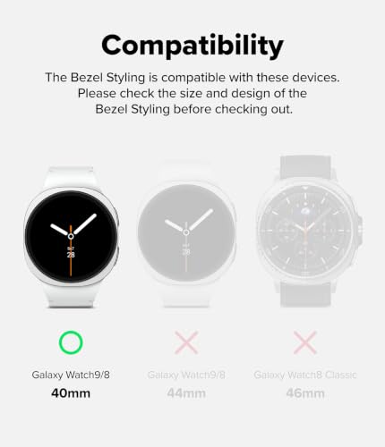Bisel Ringke Samsung Watch 8 40mm de acero inoxidable ligero y antirrayaduras 2