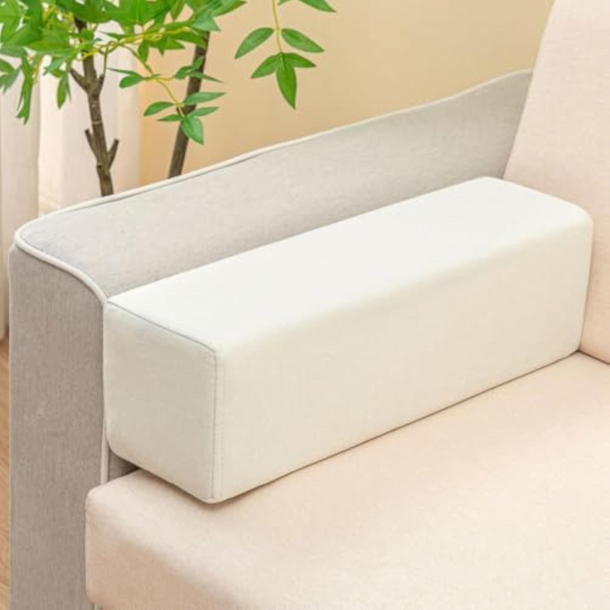 Couch Side Arm Rest Pillow, Beige White