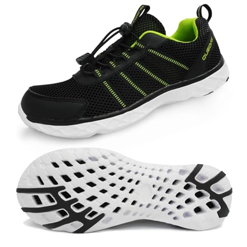 Generic Queday Water Shoes for Women Men Quick Dry Barefoot Shoes Black Green Lightweight Athletic Sports Aqua Socks Outdoor Swim Fishing Hiking Diving Surf Size 43