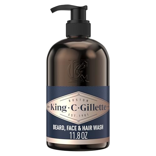 King C. Gillette Beard Wash, Mens Face Wash, 11 oz, Infused with Argan Oil and Avocado Oil to Cleanse Hair and Skin
