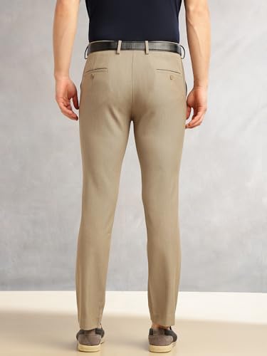Image of Thomas Scott Men's Regular Fit Mid-Rise Solid Formal Performance Trouser | Flexi-Waist & 4-Way Stretch | 4 Pockets | Button Closure