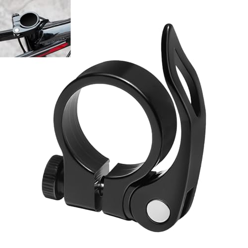 Abrazadera Tija Sillín Bicicleta, Cierre Sillín Bicicleta con Palanca de Liberación Rápida, Cierre de Tija Asiento para MTB, Carretera, Montaña, Bici Urbana, Aleación de Aluminio Ligera, 31.8mm, Negro
