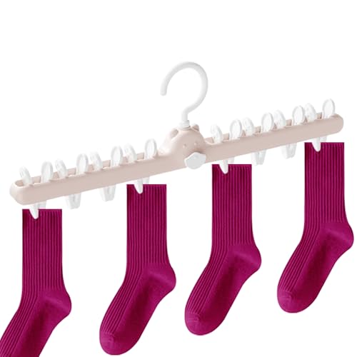 Soporte de secado para ropa interior - Soporte para ahorrar espacio con clips - Colgador de calcetines para secar | Para el hogar, dormitorio, camping, viajes, apartamento, balcón, baño, interior y
