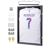 AUKIFY Jersey Frame Display Case Black 98% UV Protection Acrylic Large Jersey Shadow Box Lockable, with Hangers Pin Board Jersey Display Case for Football Baseball Basketball and Sport Jerseys