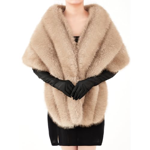 Châle d'hiver en fausse fourrure pour femme avec gants de danse