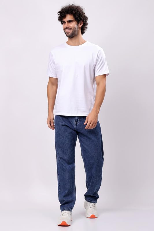 Image of London Hills Men's Relaxed Fit Baggy Jeans | Streetwear Style Loose Denim Pants for Casual Wear | Comfortable Cotton Blend Jeans with Trendy Wide Leg Fit
