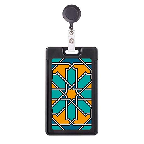 Funda retráctil para tarjetas con flores de estilo marroquí para colgar el carné de identidad
