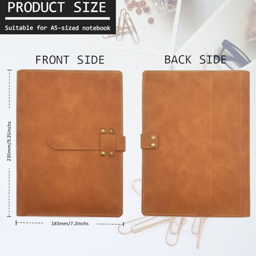 Image of YCOSAN Leather Pencil Case, A5 Notebook Cover Suitable Gifts for Writers and Artists (Brown)