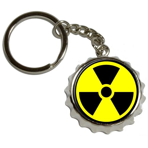 Graphics and More Radioactive Nuclear Warning Symbol - Nickel Plated Metal Popcap Bottle Opener Keychain Key Ring