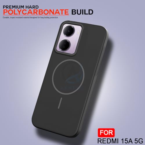 Image of AESTMO Shockproof Back Case Cover for Redmi 15A 5G | Slim Hard Shell | Hard Back Cover for Redmi 15A 5G (Compatible with MagSafe Accessories, Black)