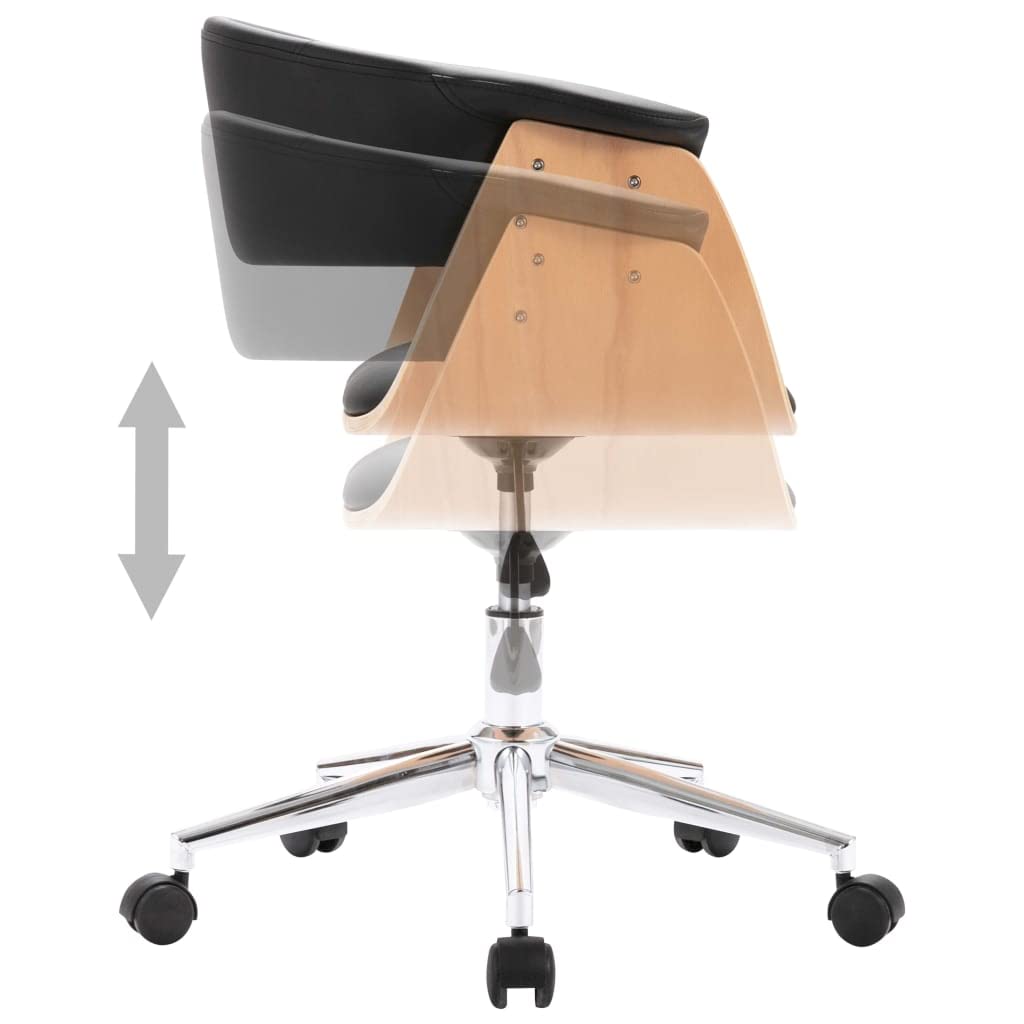 6 sillas de comedor giratorias de piel sintética negra, altura ajustable con resorte de gas, giratorio 360°, diseño moderno para comedor y sala de estar