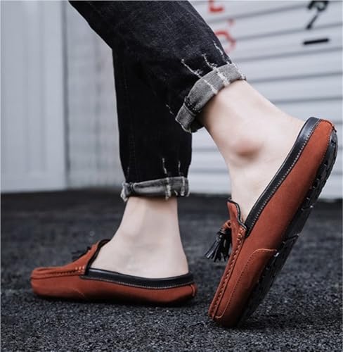 Mens Loafers Shoes Genuine Leather Tassel Stitching Details Perforated Breathable Flexible Comfortable Lightweight Flat Heel Slip Resistant4