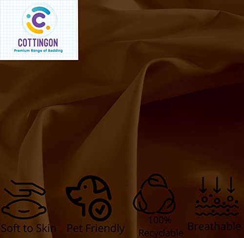 Image of Cottingon 5 PCs Split King Sheet Sets for Dual Adjustable Beds, Soft Luxury Microfiber XL Sheets for King Size Mattress Fits 15 to 18 deep Pocket, Chocolate