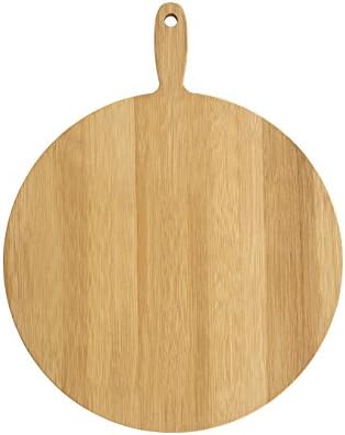 Premier Housewares 1103970 Round Bamboo Paddle Chopping Board, Natural