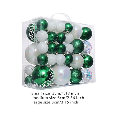 Boules de Noël haut de gamme vert blanc, suspensions fêtes intérieur 46 pces - 4